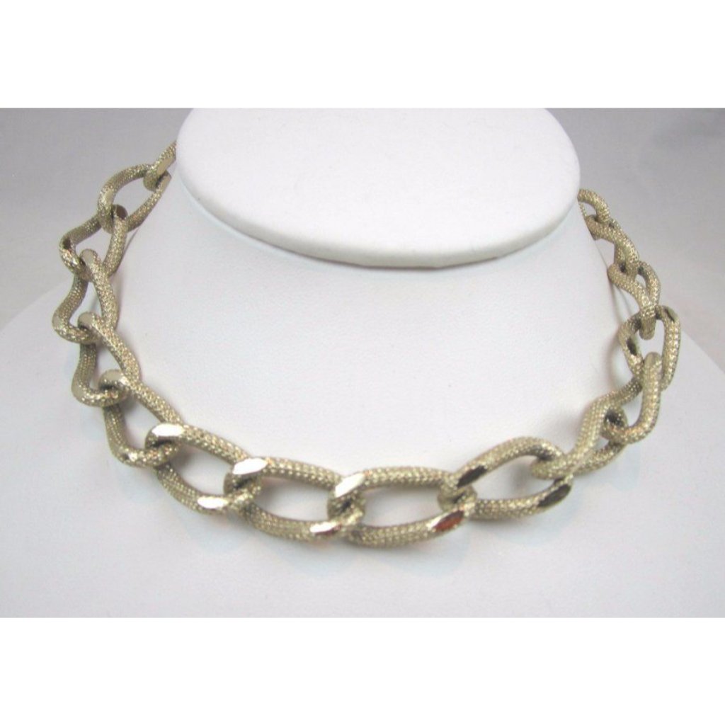 Vintage Estate Gold Tone Choker Chain Link Mesh Look Marked Germany 14"